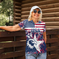 Custom USA Rugby Women Polo Shirt Pacific Go Eagles 2024 - Wonder Print Shop