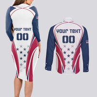 Custom USA Rugby Couples Matching Long Sleeve Bodycon Dress and Long Sleeve Button Shirt Simple Style - Wonder Print Shop