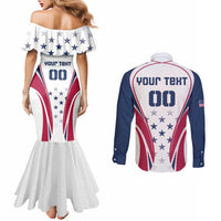 Custom USA Rugby Couples Matching Mermaid Dress and Long Sleeve Button Shirt Simple Style