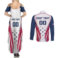 Custom USA Rugby Couples Matching Summer Maxi Dress and Long Sleeve Button Shirt Simple Style - Wonder Print Shop