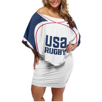 Custom USA Rugby Family Matching Off Shoulder Short Dress and Hawaiian Shirt Simple Style - Wonder Print Shop
