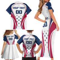 Custom USA Rugby Family Matching Short Sleeve Bodycon Dress and Hawaiian Shirt Simple Style - Wonder Print Shop