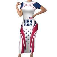 Custom USA Rugby Family Matching Short Sleeve Bodycon Dress and Hawaiian Shirt Simple Style - Wonder Print Shop