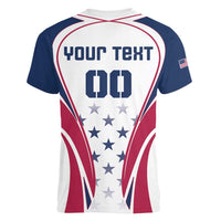 Custom USA Rugby Women V-Neck T-Shirt Simple Style - Wonder Print Shop