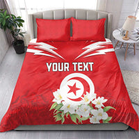 Personalized Tunisia Bedding Set Jasmine Flower and Emblem - Wonder Print Shop
