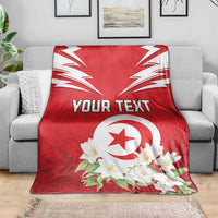 Personalized Tunisia Blanket Jasmine Flower and Emblem