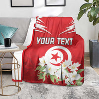 Personalized Tunisia Blanket Jasmine Flower and Emblem