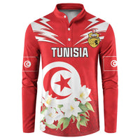 Personalized Tunisia Button Sweatshirt Jasmine Flower and Emblem - Wonder Print Shop