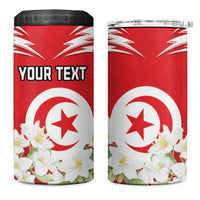 Personalized Tunisia 4 in 1 Can Cooler Tumbler Jasmine Flower and Emblem - Wonder Print Shop