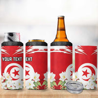 Personalized Tunisia 4 in 1 Can Cooler Tumbler Jasmine Flower and Emblem - Wonder Print Shop