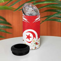Personalized Tunisia 4 in 1 Can Cooler Tumbler Jasmine Flower and Emblem - Wonder Print Shop