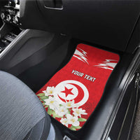 Personalized Tunisia Car Mats Jasmine Flower and Emblem - Wonder Print Shop