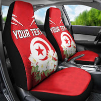 Personalized Tunisia Car Seat Cover Jasmine Flower and Emblem - Wonder Print Shop