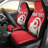 Personalized Tunisia Car Seat Cover Jasmine Flower and Emblem - Wonder Print Shop