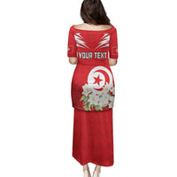 Personalized Tunisia Family Matching Puletasi and Hawaiian Shirt Jasmine Flower and Emblem - Wonder Print Shop