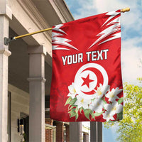 Personalized Tunisia Garden Flag Jasmine Flower and Emblem - Wonder Print Shop