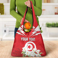 Personalized Tunisia Grocery Bag Jasmine Flower and Emblem