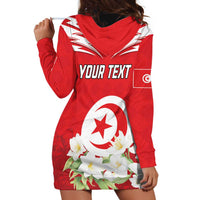 Personalized Tunisia Hoodie Dress Jasmine Flower and Emblem - Wonder Print Shop