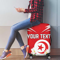 Personalized Tunisia Luggage Cover Jasmine Flower and Emblem - Wonder Print Shop