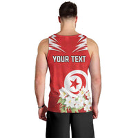 Personalized Tunisia Men Tank Top Jasmine Flower and Emblem - Wonder Print Shop