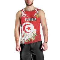 Personalized Tunisia Men Tank Top Jasmine Flower and Emblem - Wonder Print Shop