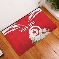 Personalized Tunisia Rubber Doormat Jasmine Flower and Emblem - Wonder Print Shop