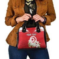 Personalized Tunisia Shoulder Handbag Jasmine Flower and Emblem