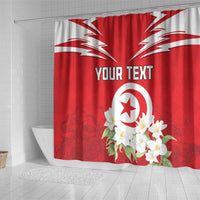 Personalized Tunisia Shower Curtain Jasmine Flower and Emblem