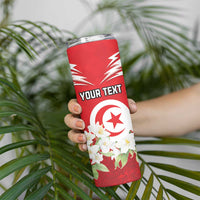 Personalized Tunisia Skinny Tumbler Jasmine Flower and Emblem - Wonder Print Shop