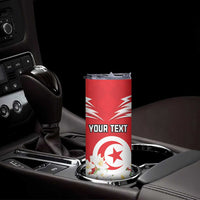 Personalized Tunisia Skinny Tumbler Jasmine Flower and Emblem - Wonder Print Shop