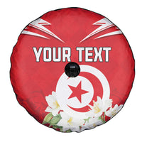 Personalized Tunisia Spare Tire Cover Jasmine Flower and Emblem - Wonder Print Shop