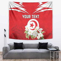 Personalized Tunisia Tapestry Jasmine Flower and Emblem - Wonder Print Shop