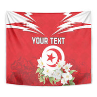 Personalized Tunisia Tapestry Jasmine Flower and Emblem - Wonder Print Shop