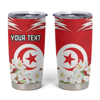 Personalized Tunisia Tumbler Cup Jasmine Flower and Emblem - Wonder Print Shop