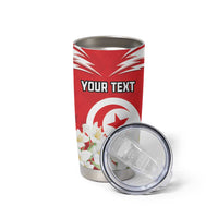 Personalized Tunisia Tumbler Cup Jasmine Flower and Emblem - Wonder Print Shop