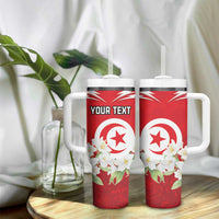Personalized Tunisia Tumbler With Handle Jasmine Flower and Emblem - Wonder Print Shop
