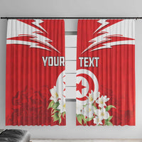 Personalized Tunisia Window Curtain Jasmine Flower and Emblem - Wonder Print Shop