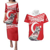 Personalized Gray Wolf Turkey Couples Matching Puletasi and Hawaiian Shirt Turkish Mountain - Wonder Print Shop