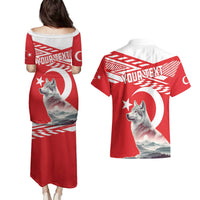 Personalized Gray Wolf Turkey Couples Matching Puletasi and Hawaiian Shirt Turkish Mountain - Wonder Print Shop
