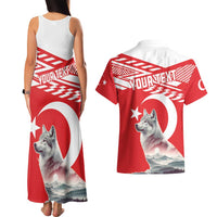 Personalized Gray Wolf Turkey Couples Matching Tank Maxi Dress and Hawaiian Shirt Turkish Mountain - Wonder Print Shop