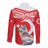 Personalized Gray Wolf Turkey Long Sleeve Button Shirt Turkish Mountain - Wonder Print Shop