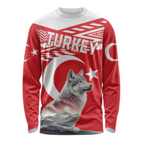 Personalized Gray Wolf Turkey Long Sleeve Shirt Turkish Mountain - Wonder Print Shop