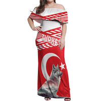 Personalized Gray Wolf Turkey Off Shoulder Maxi Dress Turkish Mountain - Wonder Print Shop