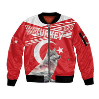 Personalized Gray Wolf Turkey Sleeve Zip Bomber Jacket Turkish Mountain - Wonder Print Shop