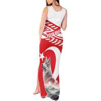 Personalized Gray Wolf Turkey Tank Maxi Dress Turkish Mountain - Wonder Print Shop