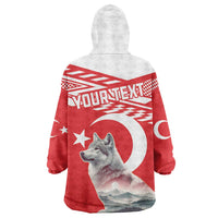Personalized Gray Wolf Turkey Wearable Blanket Hoodie Turkish Mountain - Wonder Print Shop