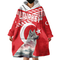 Personalized Gray Wolf Turkey Wearable Blanket Hoodie Turkish Mountain - Wonder Print Shop