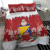 Bosnia and Herzegovina Christmas Bedding Set Santa With National Flag - Wonder Print Shop