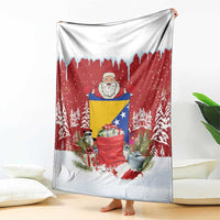Bosnia and Herzegovina Christmas Blanket Santa With National Flag - Wonder Print Shop