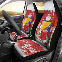 Bosnia and Herzegovina Christmas Car Seat Cover Santa With National Flag - Wonder Print Shop